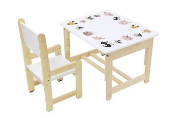 Комплект детской мебели Polini kids Eco 400 SM, Лесная сказка, 68х55 см белый-натуральный в Перми - предосмотр 3