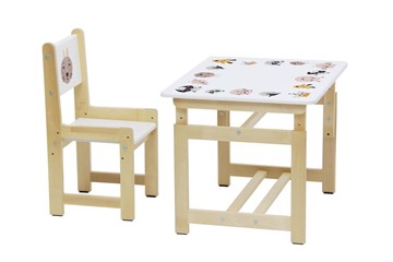 Комплект детской мебели Polini kids Eco 400 SM, Лесная сказка, 68х55 см белый-натуральный в Перми - предосмотр 4