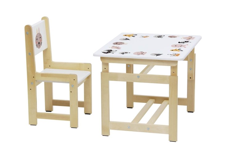 Комплект детской мебели Polini kids Eco 400 SM, Лесная сказка, 68х55 см белый-натуральный в Перми - изображение 4