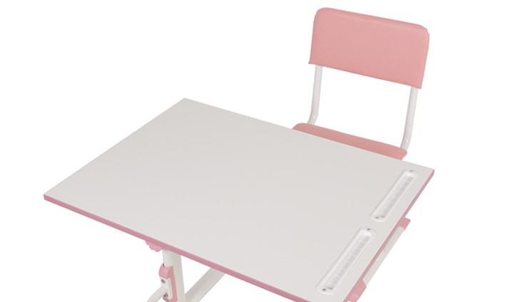 Комплект растущей детской мебели POLINI Kids Растущая парта-трансформер М1 и стул регулируемый L Белый-розовый в Перми - изображение 8