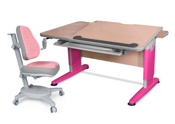 Растущая парта+кресло Mealux Detroit + Onyx BD-320 NT/R-L + Y-110 DPG, клен/розовый в Перми - предосмотр