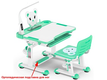 Растущая парта и стул Mealux EVO BD-04 Teddy New XL, с лампой, green, зеленая в Перми - предосмотр