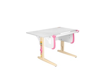 Детский стол-трансформер 1/75 + Polka_b 1/550 (СУТ.24) белый/бежевый/розовый в Березниках