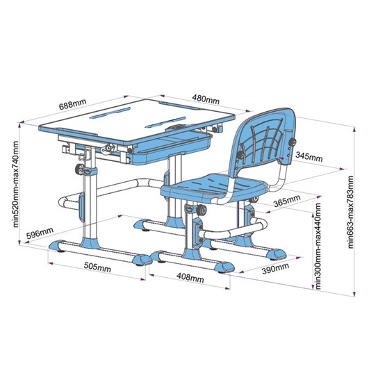 Растущий стол и стул Karo Blue в Перми - изображение 4