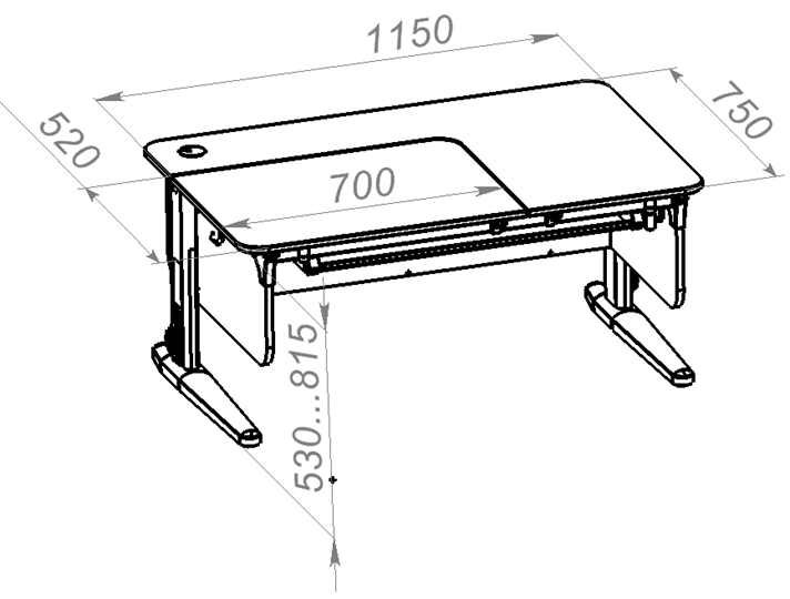 Растущий стол L/70-45 (СУТ 62) с лотком и навесной тумбой, белый/белый/белый в Кунгуре - изображение 1