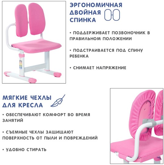 Комплект растущей мебели SET Holto-18 розовый в Березниках - изображение 11