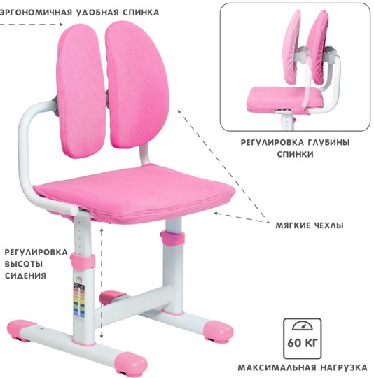 Комплект растущей мебели SET Holto-18 розовый в Перми - изображение 4