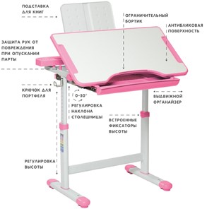 Комплект растущей мебели SET Holto-18 розовый в Березниках - предосмотр 5