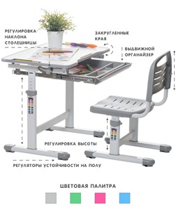 Комплект растущей мебели SET Holto-2А серый в Перми - предосмотр 3
