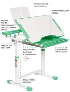 Растущая парта и растущий стул SET HOLTO-17А, зеленый в Соликамске - предосмотр 5