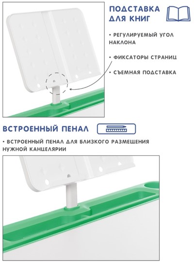 Растущая парта и растущий стул SET HOLTO-17А, зеленый в Перми - изображение 6