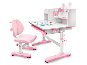Растущая парта + стул Mealux EVO Panda XL pink BD-29 PN, столешница белая / пластик розовый в Перми - предосмотр