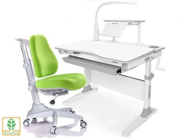 Растущая парта + стул Mealux EVO Evo-30 G (арт. Evo-30 G + Y-528 KZ) (дерево)/(стол+полка+кресло+чехол+лампа)/ белая столешница (дерево), цвет пластика серый в Перми - предосмотр
