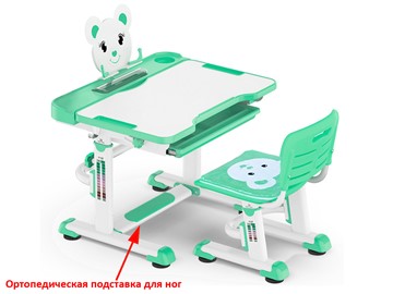 Растущий стол и стул Mealux EVO BD-04 Teddy New XL, green, зеленая в Перми - предосмотр