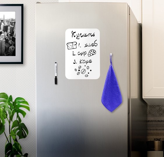Доска магнитная на холодильник BRAUBERG, 30х21 см с маркером, магнитом и салфеткой в Березниках - изображение 2